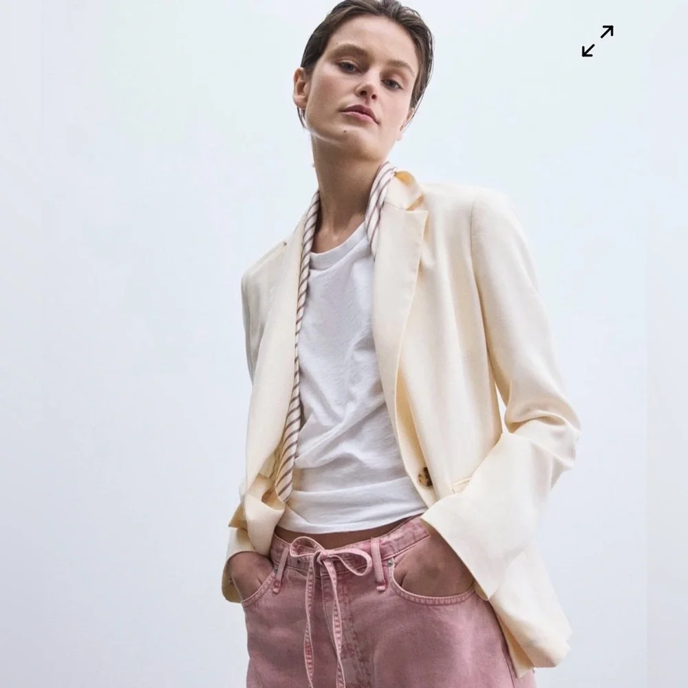 Rag & Bone for Barneys Ivory One Button Tailored Blazer Career Jacket Size 8 - Picture 2 of 16